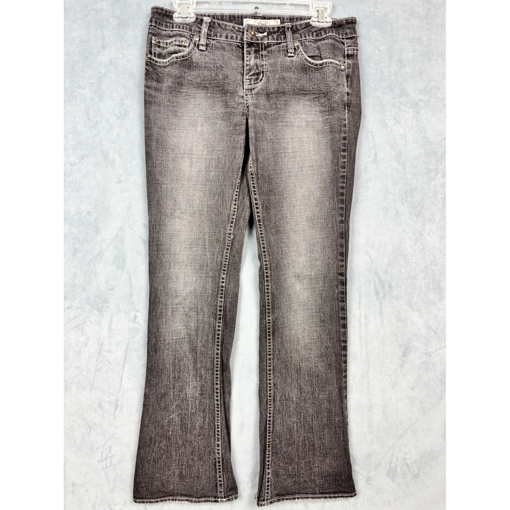 YMI Jeans Womens 9 Black Faded Bootcut Contrast Stitch Embroidered P80617Q1-B538